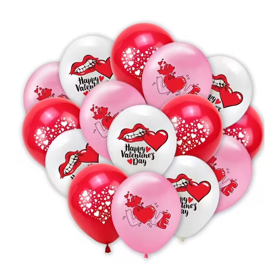 Globo látex San Valentín, paquete x 10 - Fiestas y Sorpresas