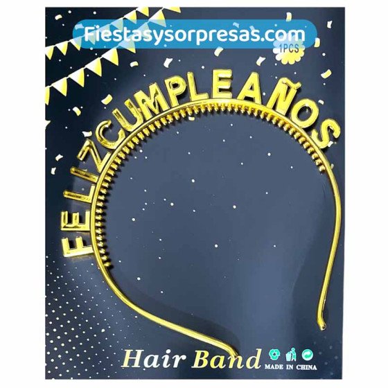 Diadema Feliz Cumpleaños - Dorada - Fiestas y Sorpresas