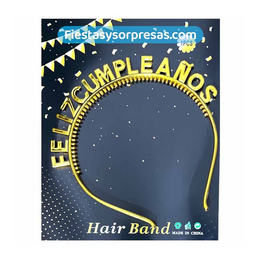 Diadema Feliz Cumpleaños - Dorada - Fiestas y Sorpresas