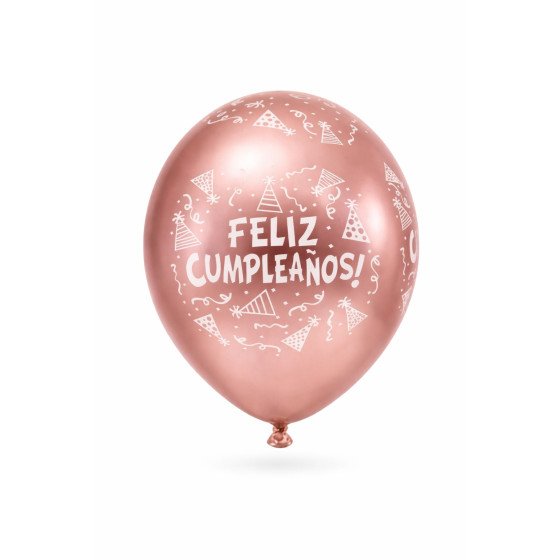 Globos Chrome Feliz Cumpleaños Oro Rosa - Fiestas y Sorpresas