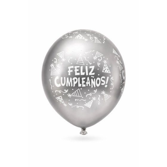 Globos Chrome Feliz Cumpleaños Plateado - Fiestas y Sorpresas