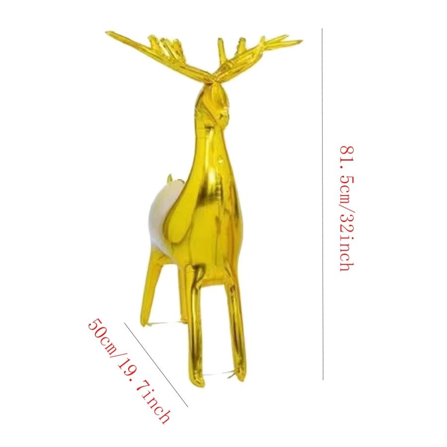 Reno Navideño Dorado Globo Metalizado - Fiestas y Sorpresas