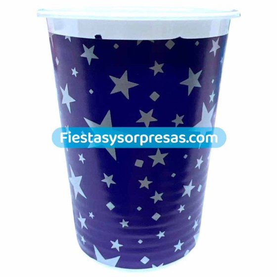 Vasos Azul Estrellas Plateadas 7oz. | Fiestas y Sorpresas