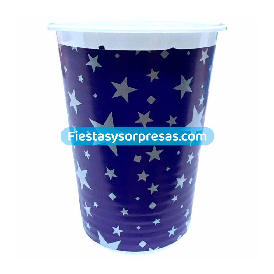 Vasos Azul Estrellas Plateadas 7oz. | Fiestas y Sorpresas