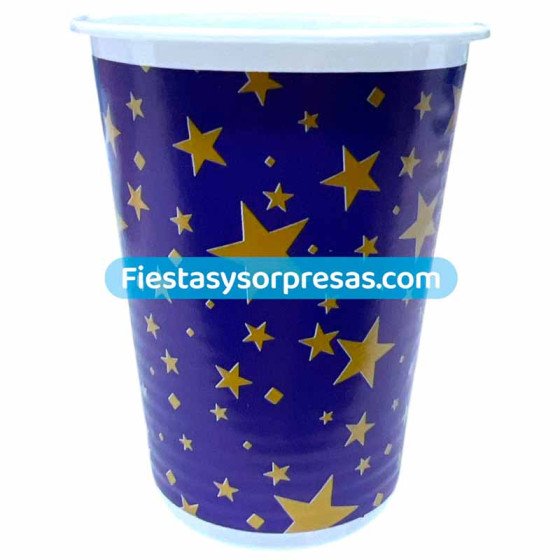 Vasos Azul Estrellas Doradas 7oz. | Fiestas y Sorpresas