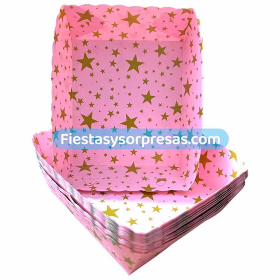 Bandeja para Torta Rosada Estrellas Doradas | Fiestas y Sorpresas