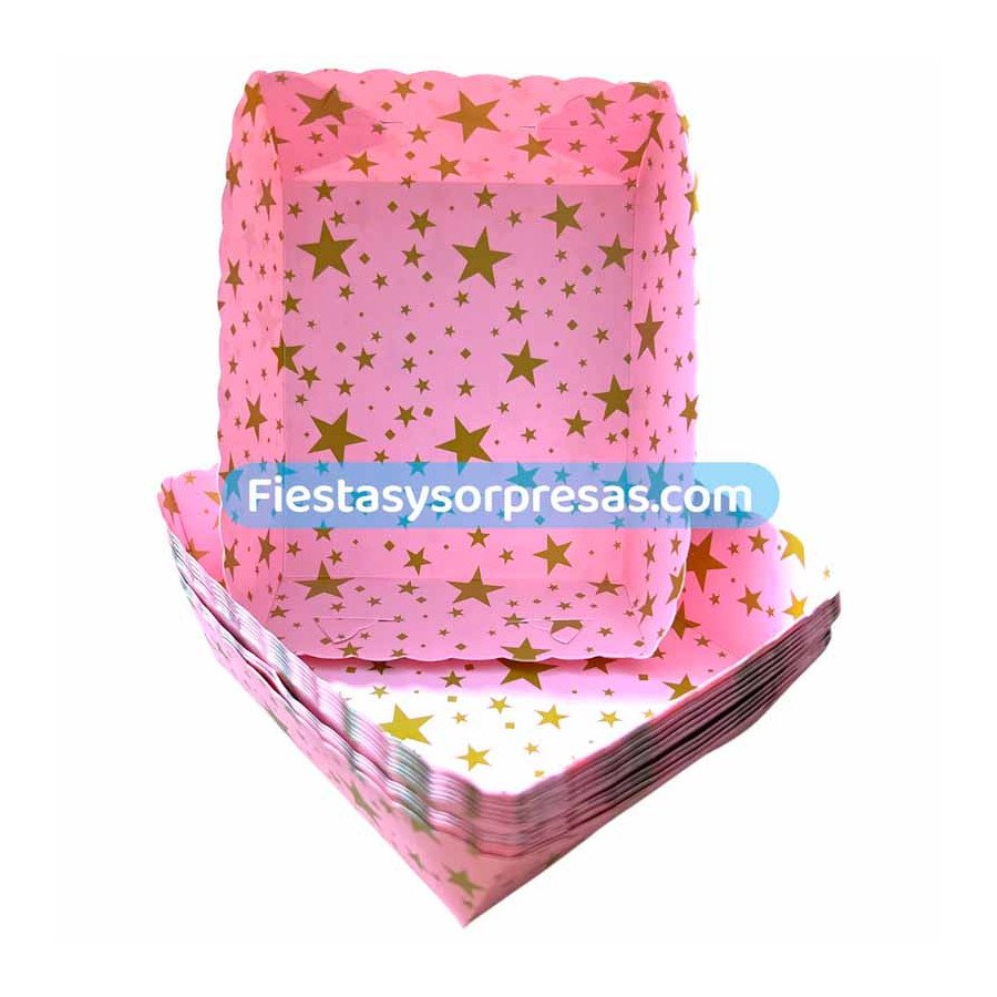 Bandeja para Torta Rosada Estrellas Doradas | Fiestas y Sorpresas