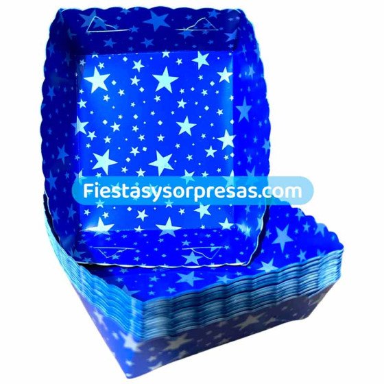 Bandeja para Torta Azul Estrellas Plateadas | Fiestas y Sorpresas