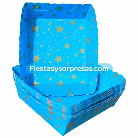 Bandeja para Torta Azul Claro Estrellas Doradas | Fiestas y Sorpresas