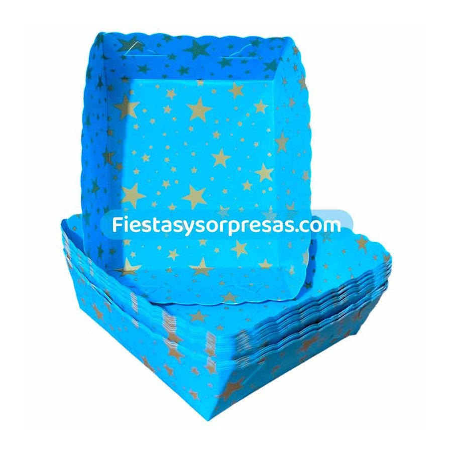 Bandeja para Torta Azul Claro Estrellas Doradas | Fiestas y Sorpresas