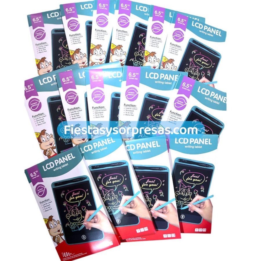 Pizarra Mágica LCD Tablet Anotador Dibuja Borra - 12 unidades - Fiestas y sorpresas