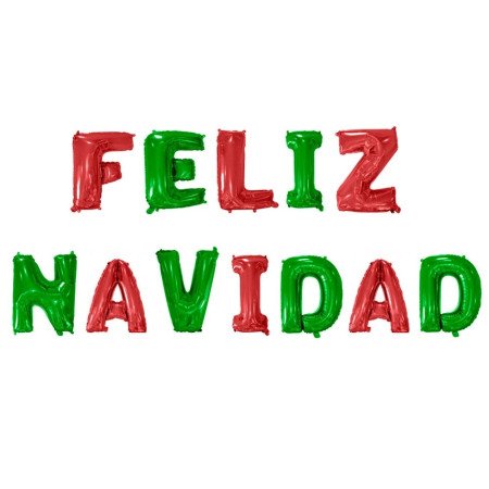 Letrero en globos feliz navidad