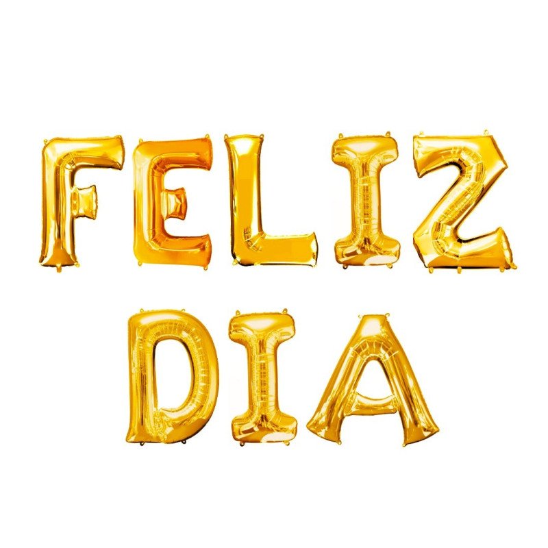 Letrero en globos "feliz día" dorado Letrero en globos "feliz día" dorado