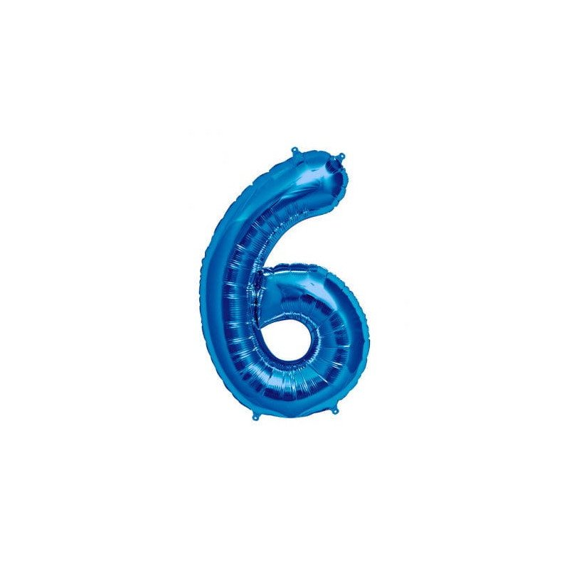 GLOBO FOIL NÚMEROS AZUL - GRANDE - 6 - UNIDAD