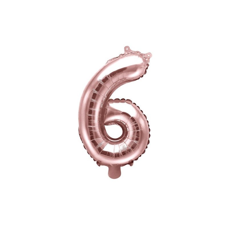GLOBO FOIL NÚMEROS ORO ROSA - GRANDE - 6 - UNIDAD GLOBO FOIL NÚMEROS ORO ROSA - GRANDE - 6 - UNIDAD