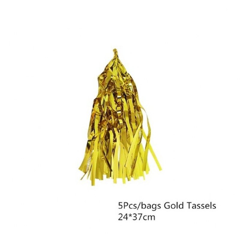 Tiras de Papel tipo Pompón Borlas - DORADO - Paquete x 5 Tiras de Papel tipo Pompón Borlas - DORADO - Paquete x 5