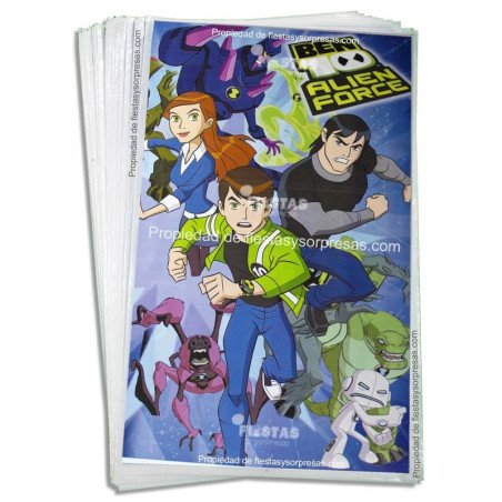 BOLSAS PARA SORPRESA BEN 10 ALIEN FORCE - PAQUETE X 20