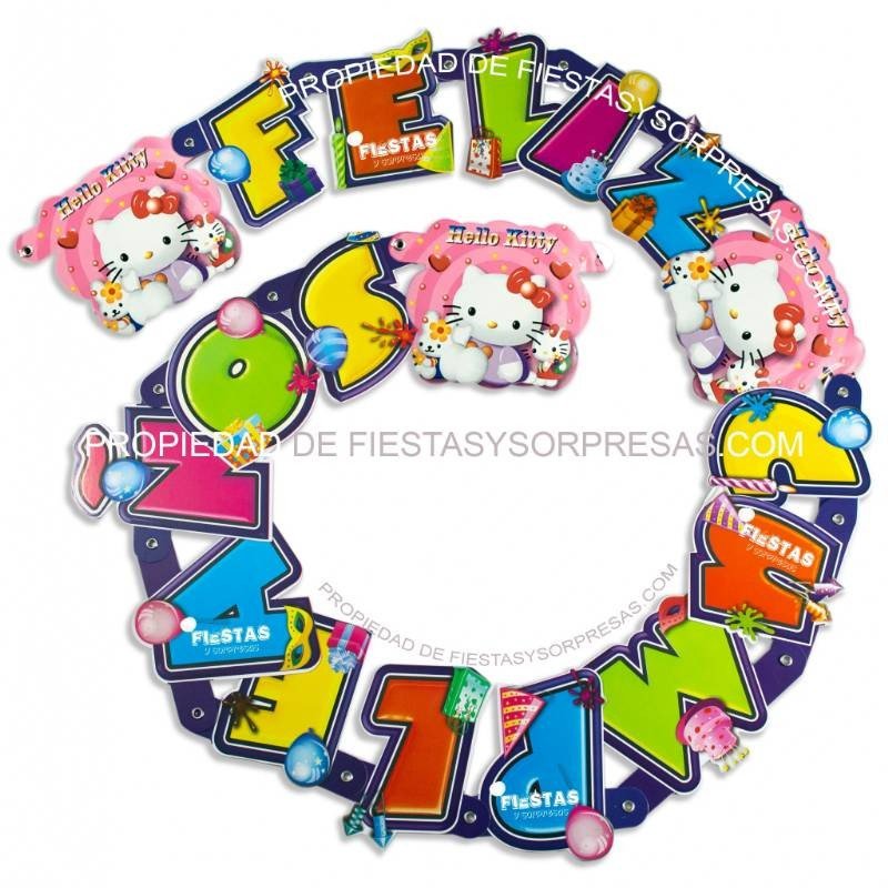 LETRERO HELLO KITTY - FELIZ CUMPLEAÑOS
