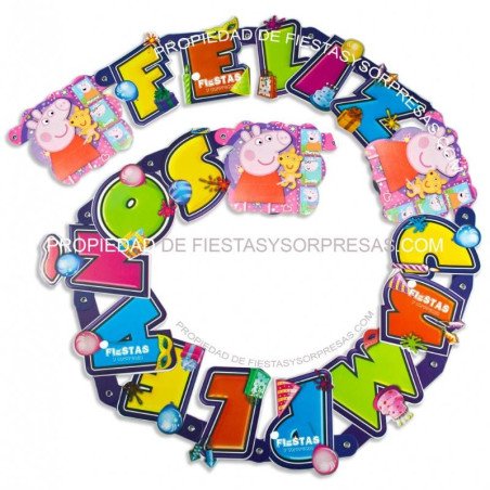 LETRERO PEPPA PIG - FELIZ CUMPLEAÑOS