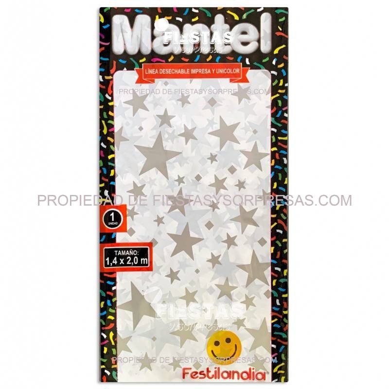 MANTEL BLANCO ESTRELLAS PLATEADAS - UNIDAD MANTEL BLANCO ESTRELLAS PLATEADAS - UNIDAD