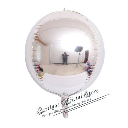 GLOBO METALIZADO ESFERA - PLATA - UNIDAD