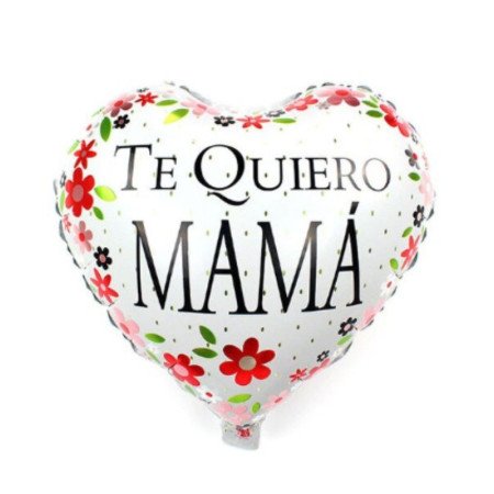 Globo metalizado "Te quiero mamá" en forma de corazón blanco