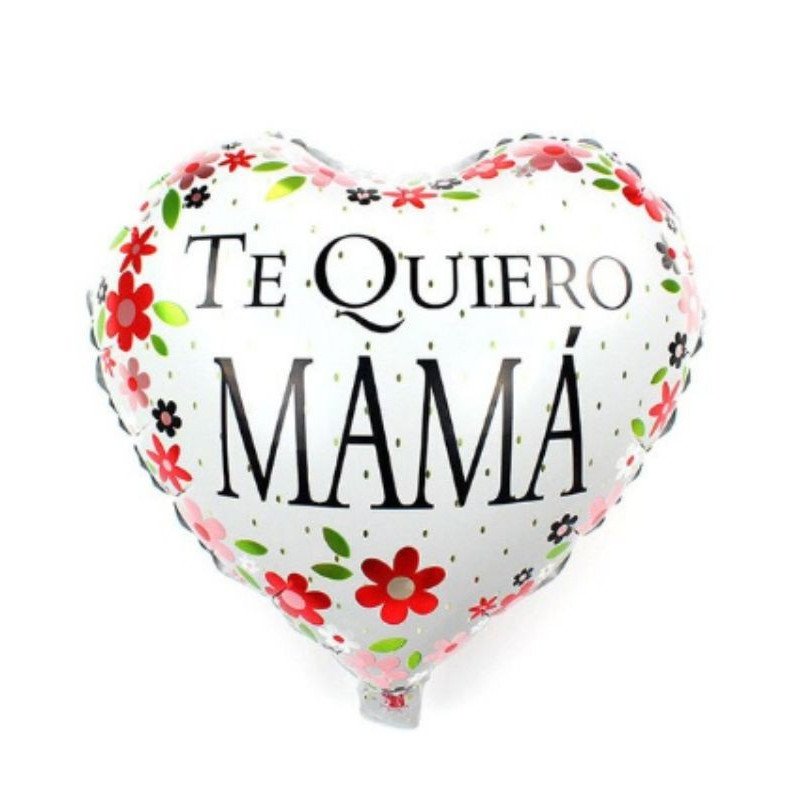 Globo metalizado "Te quiero mamá" en forma de corazón blanco Globo metalizado "Te quiero mamá" en forma de corazón blanco