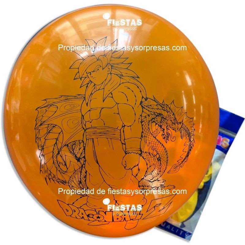 GLOBO IMPRESO DRAGON BALL Z - PAQUETE X 20 - COLORES SURTIDOS