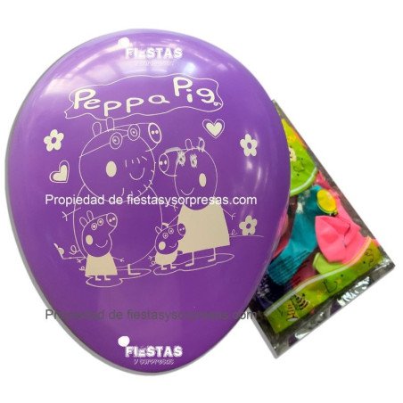 GLOBO IMPRESO PEPPA PIG - PAQUETE X 20 - COLORES SURTIDOS