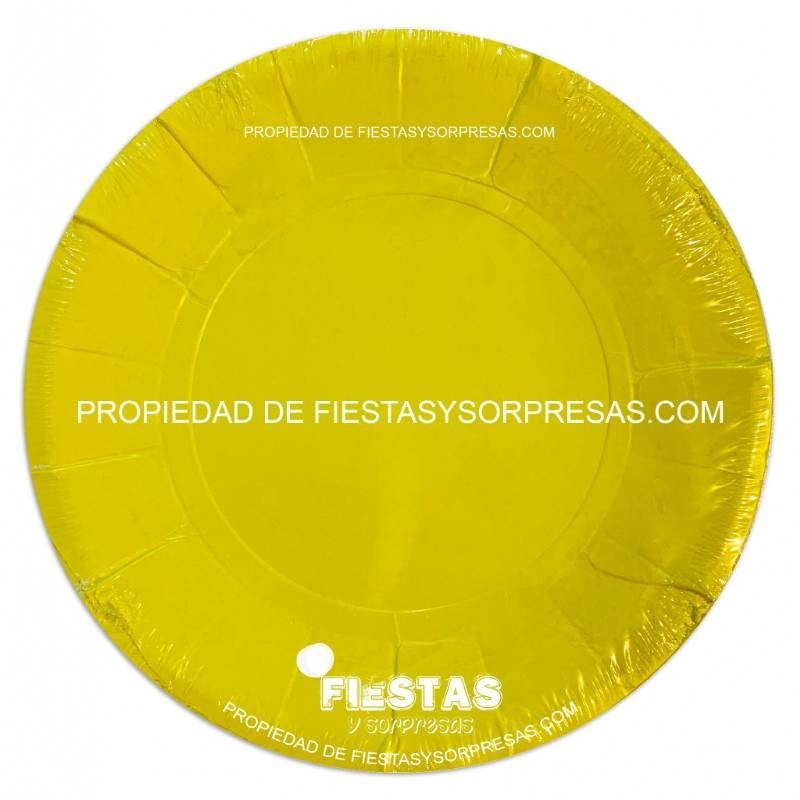 Plato de cartón para torta color amarillo.