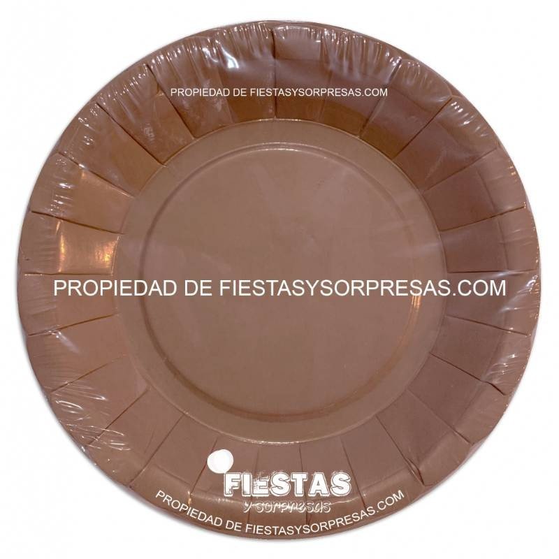 PLATO REDONDO ORO ROSA - PAQUETE X 12