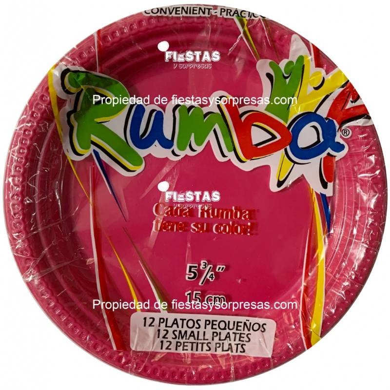 PLATOS RUMBA - PEQUEÑO - FUCSIA - PAQUETE X 12