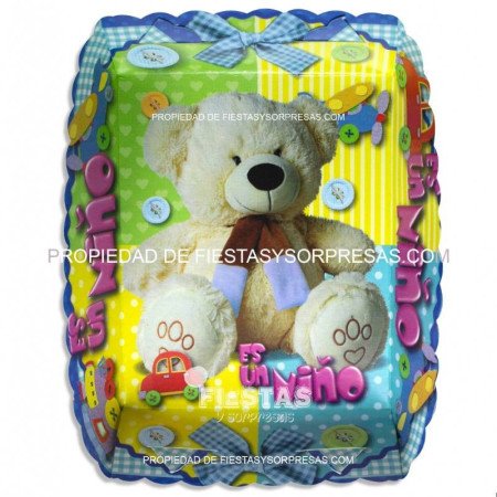 PLATO BABY SHOWER OSO NIÑO - PAQUETE X 12