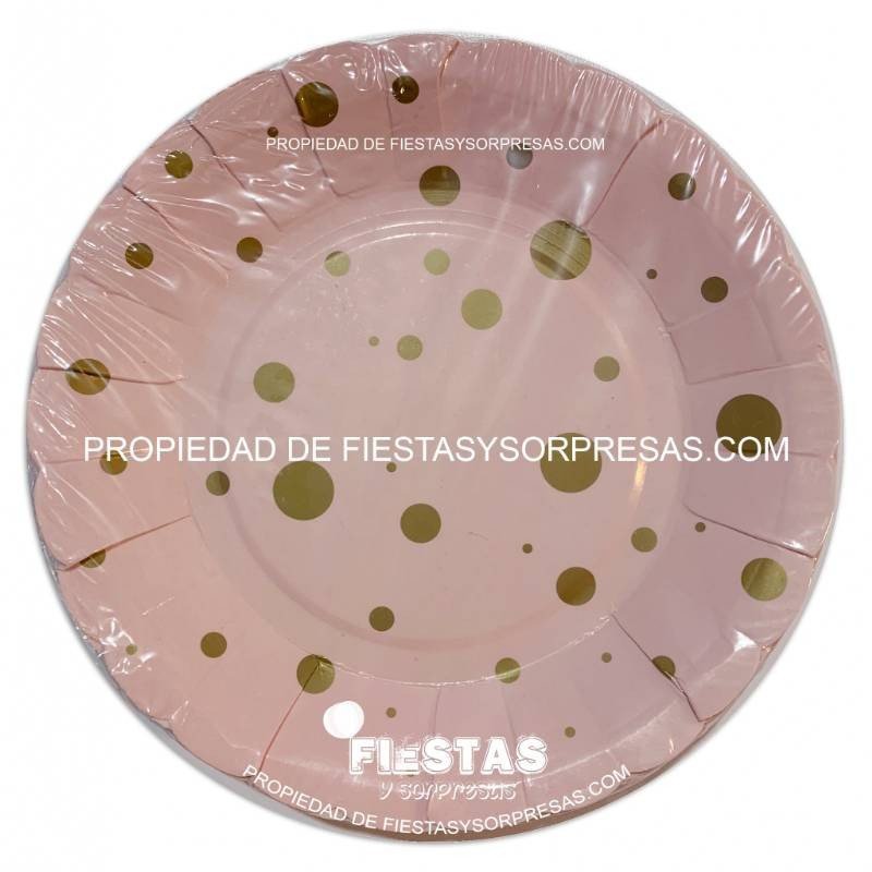Plato de cartón para torta color rosado polka. Plato de cartón para torta color rosado polka.