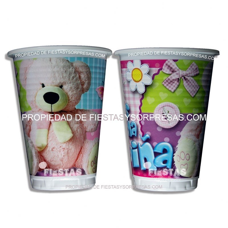 VASOS SHOWER OSO NIÑA 7oz.- PAQUETE X 12