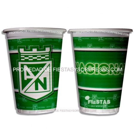 VASOS ATLÉTICO NACIONAL 7oz.- PAQUETE X 12