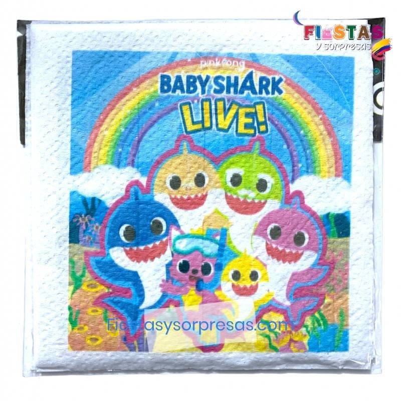 SERVILLETAS BABY SHARK - PAQUETE X 15