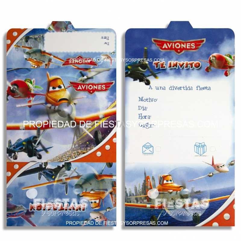 TARJETAS DE INVITACIÓN AVIONES - PAQUETE X 12