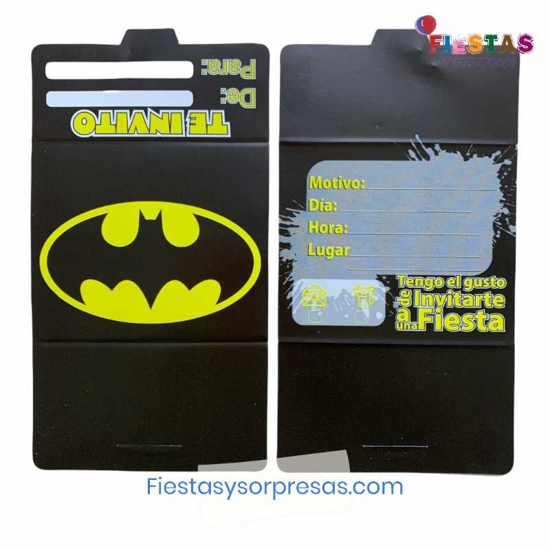 TARJETAS DE INVITACIÓN BATMAN - PAQUETE X 12