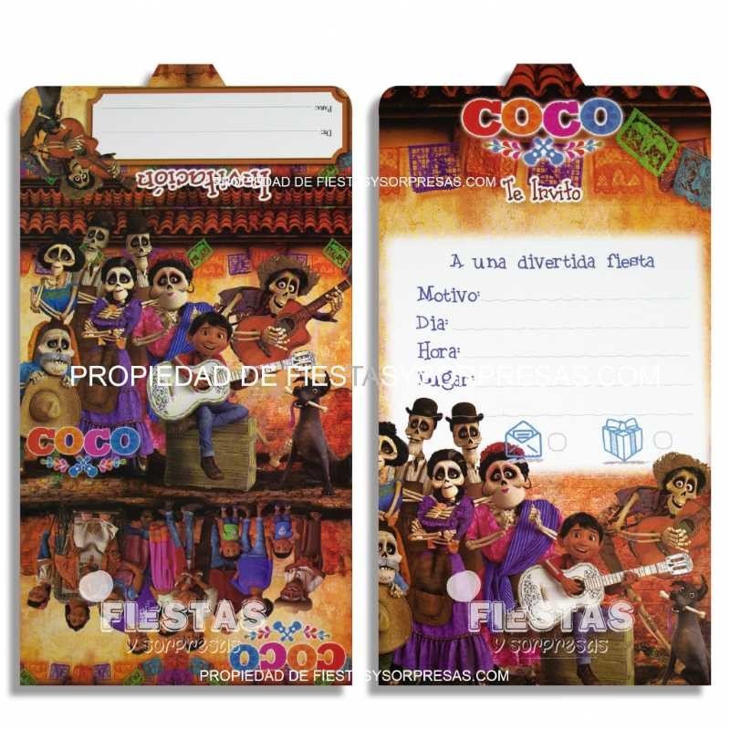 TARJETAS DE INVITACIÓN COCO - PAQUETE X 12