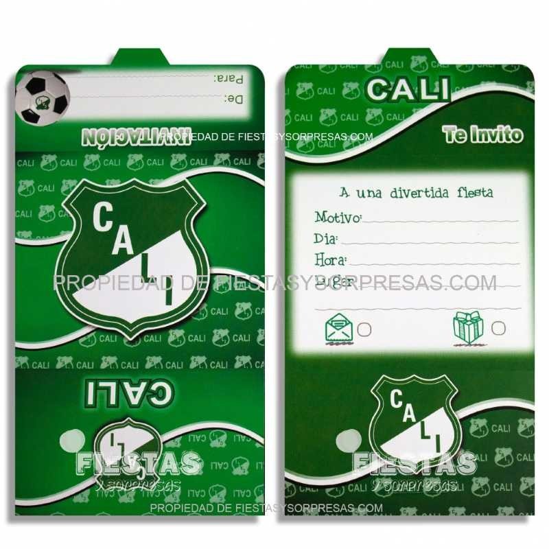 TARJETAS DE INVITACIÓN DEPORTIVO CALI - PAQUETE X 12