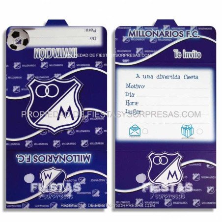 TARJETAS DE INVITACIÓN MILLONARIOS - PAQUETE X 12