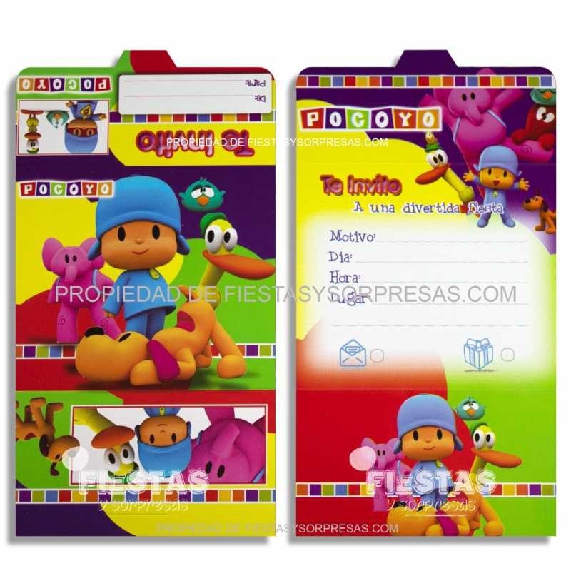 TARJETAS DE INVITACIÓN POCOYO - PAQUETE X 12