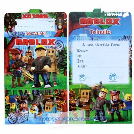 Tarjetas De Invitacion Roblox Paquete X 12 | Fiestas y Sorpresas