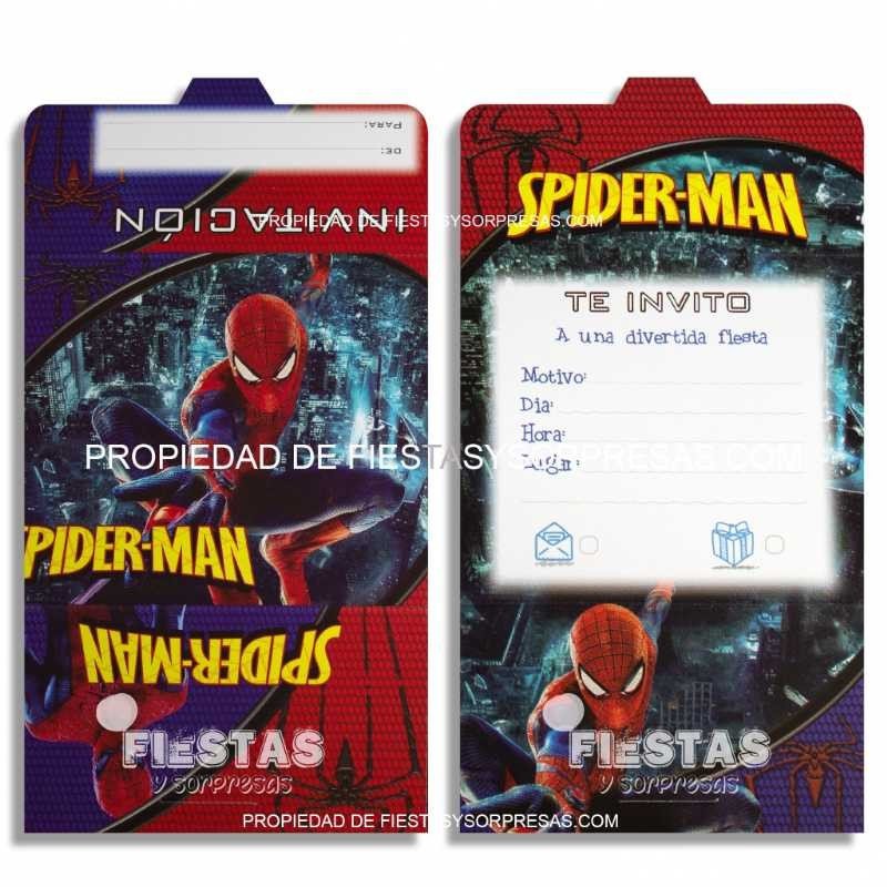 TARJETAS DE INVITACIÓN SPIDERMAN - PAQUETE X 12