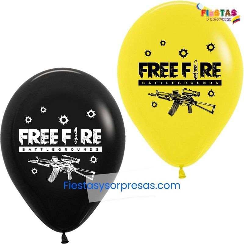 GLOBO IMPRESO FREE FIRE - PAQUETE X 10 - SURTIDO GLOBO IMPRESO FREE FIRE - PAQUETE X 10 - SURTIDO