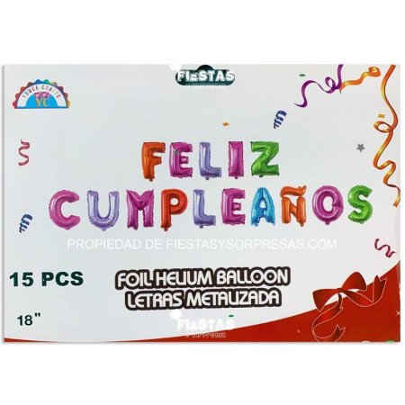 Letrero en globos "feliz cumpleaños" - colores