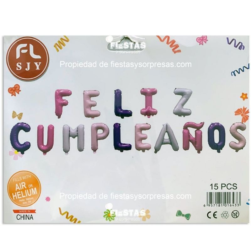 Letrero en globos "feliz cumpleaños" - pastel Letrero en globos "feliz cumpleaños" - pastel
