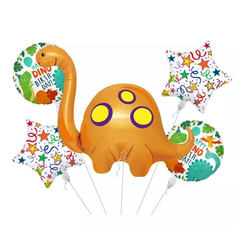 BOUQUET DE GLOBOS DINOSAURIO HAPPY BRAQUIO - 5 PIEZAS - PAQUETE BOUQUET DE GLOBOS DINOSAURIO HAPPY BRAQUIO - 5 PIEZAS - PAQUETE