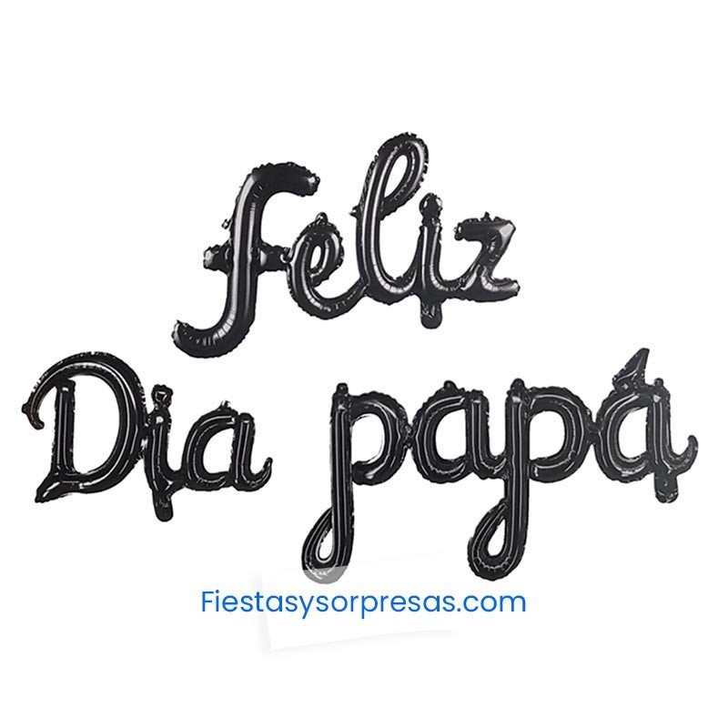 PAQUETE DE GLOBOS DE LETRAS CURSIVA "FELIZ DÍA PAPÁ - NEGRO - 3 PIEZAS PAQUETE DE GLOBOS DE LETRAS CURSIVA "FELIZ DÍA PAPÁ - NEGRO - 3 PIEZAS